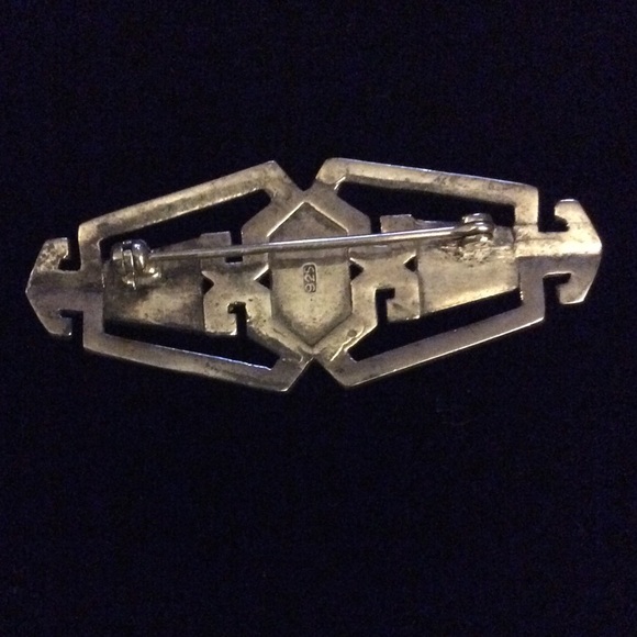 Sterling Silver, Black Onyx and Marcasite Brooch - Picture 3 of 5